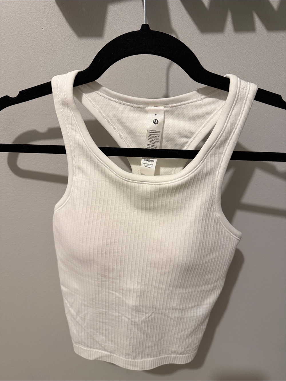 lululemon athletica White Ribbed Racerback Tank